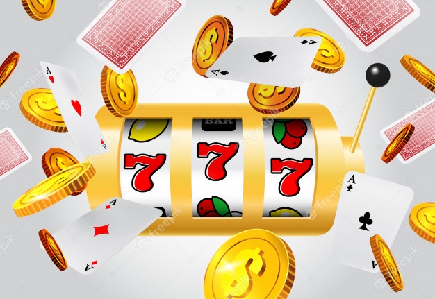 Spilleautomat jackpot med flygende gullmynter og kort